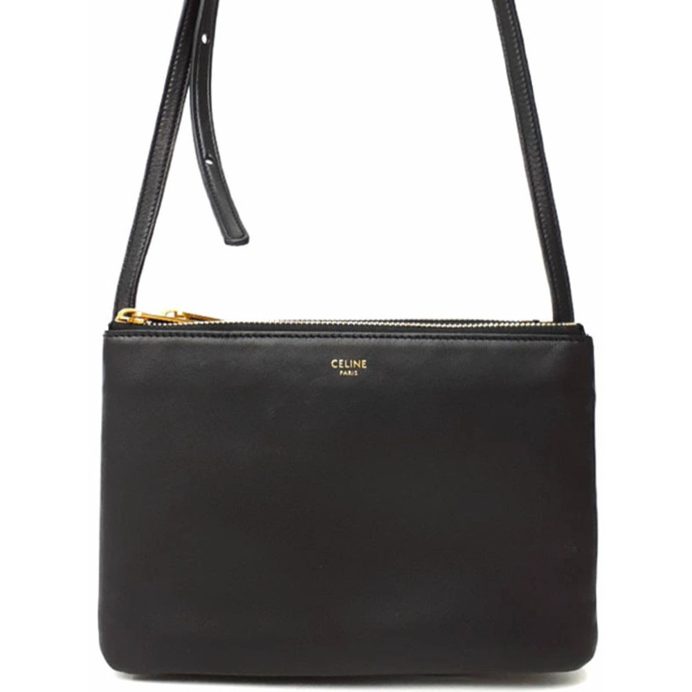 Celine Trio Leather Crossbody Bag Black